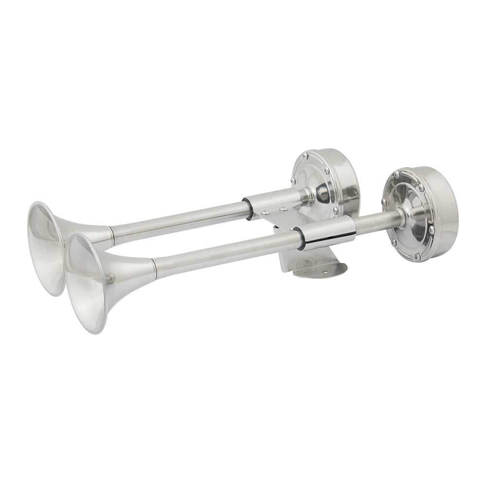 Marinco 12V Compact Dual Trumpet Electric Horn – Stainless Steel Marine Horn with 110 dB(A) Sound Level