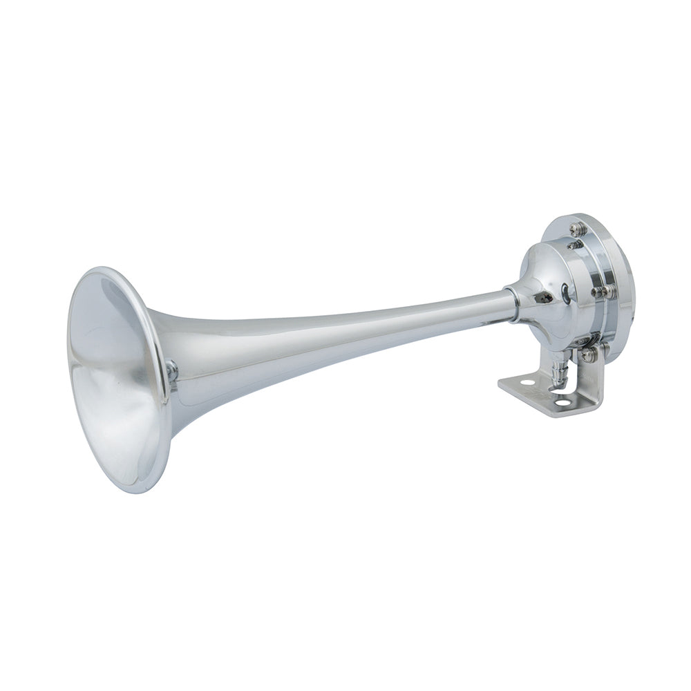Marinco 12V Chrome Plated Single Trumpet Mini Air Horn - Loud Marine Signal Horn