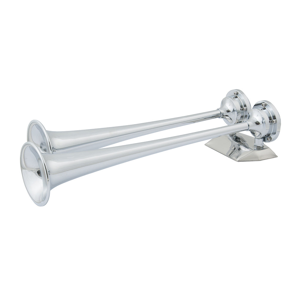 Marinco 24V Chrome Plated Dual Trumpet Air Horn – Loud Marine Horn for Boats up to 66 Feet