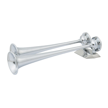 Marinco 24V Chrome Plated Dual Trumpet Air Horn – Loud Marine Horn for Boats up to 66 Feet