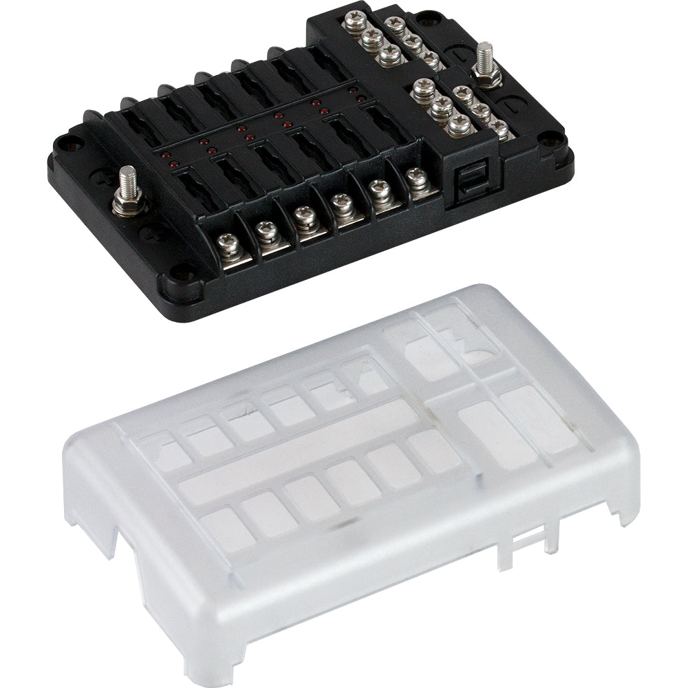 Sea-Dog Blade Style LED Indicator Fuse Block with Negative Bus Bar - 12 Circuit