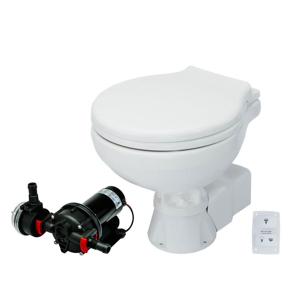Johnson Pump AquaT Silent Electric Marine Toilet with Pump - 12V Compact Design