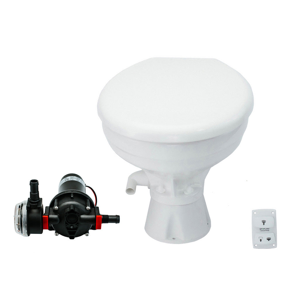 Johnson Pump AquaT Silent Electric Marine Toilet with 12V Pump - Comfortable and Reliable Head System