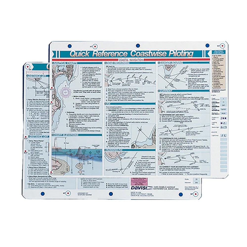 Davis Instruments Coastwise Piloting Card - Waterproof Marine Navigation Reference