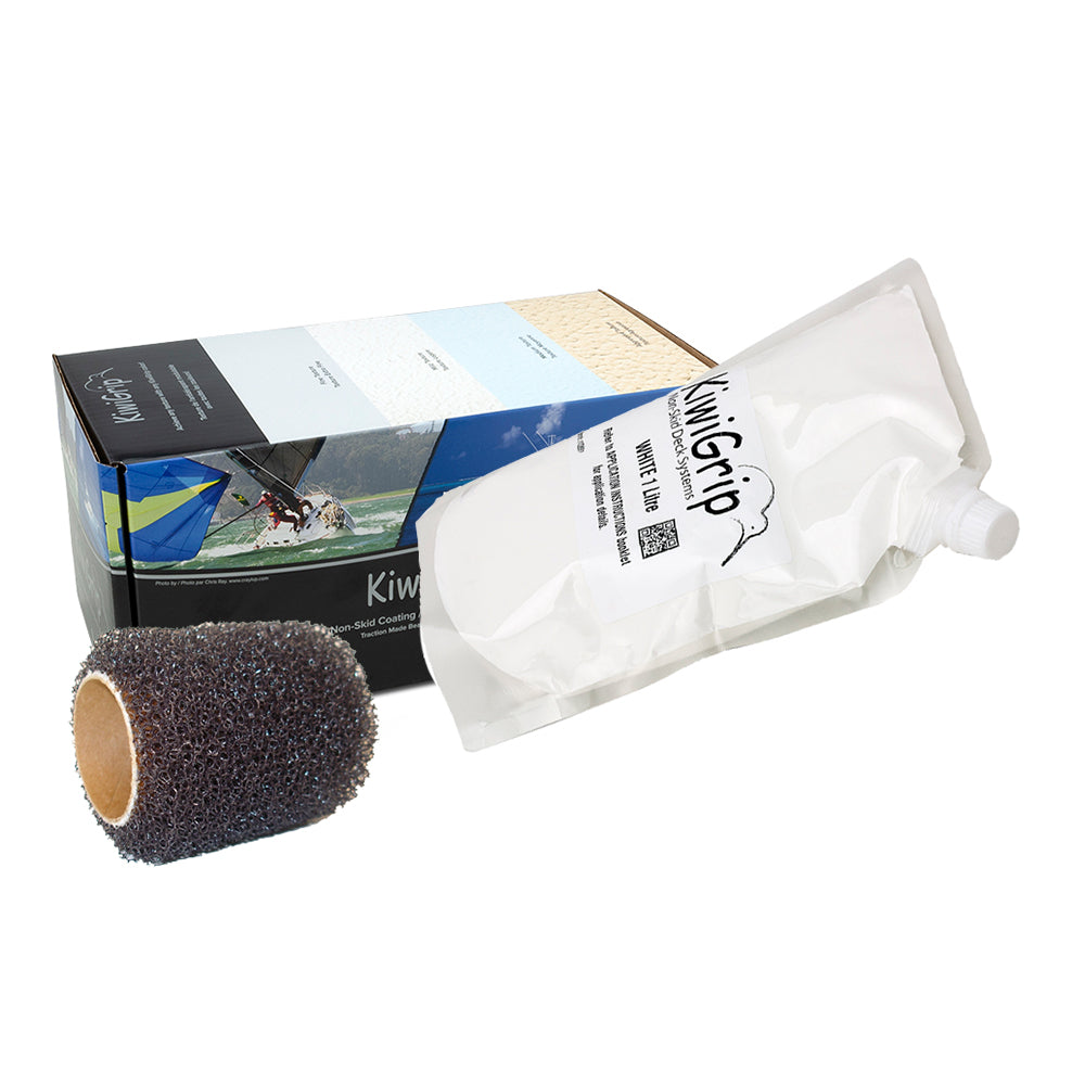 KiwiGrip 1 Liter Pouch - White with 4-inch Roller for Non-Skid Deck Coating