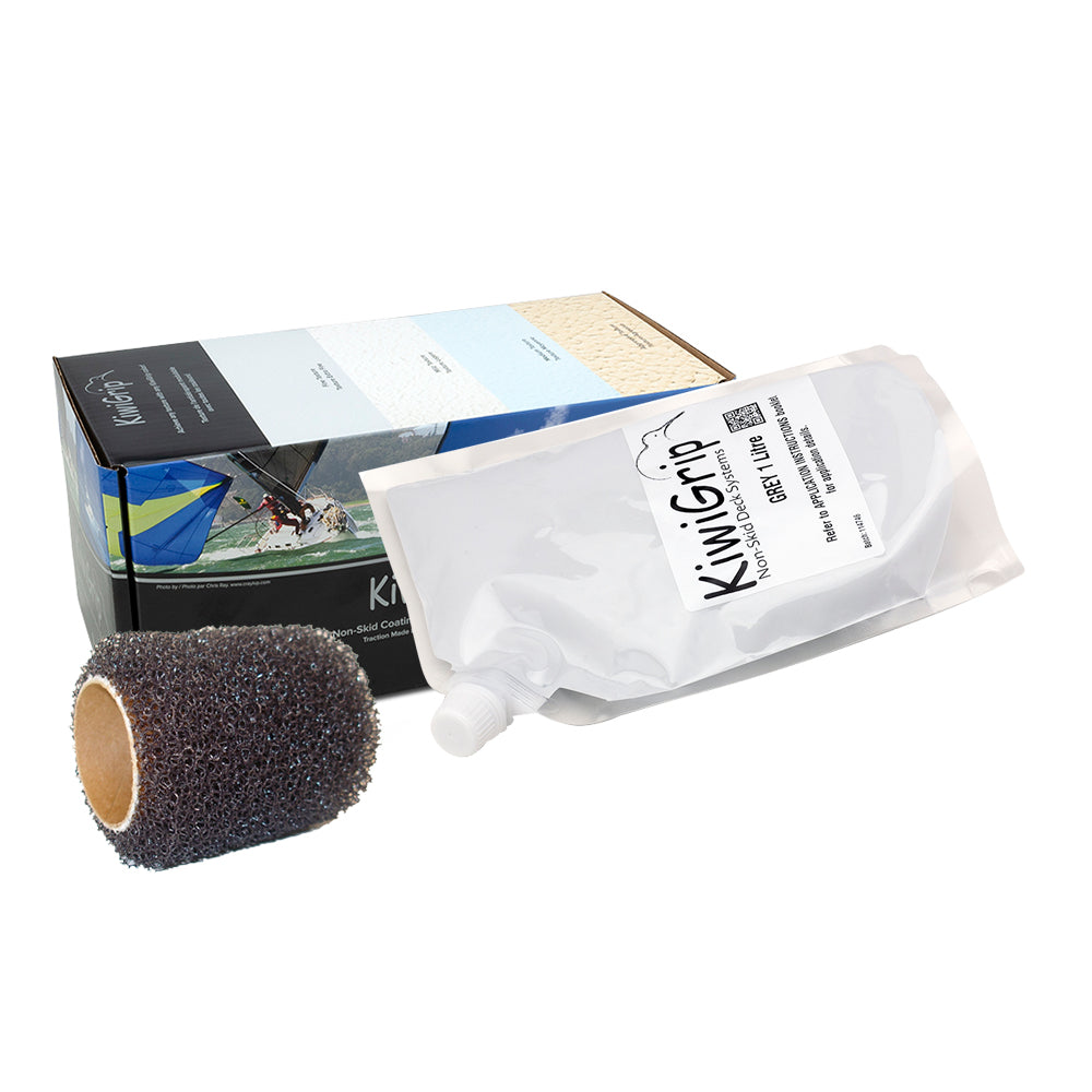 KiwiGrip 1 Liter Pouch - Grey with 4-Inch Roller for Non-Slip Boat Deck Coating