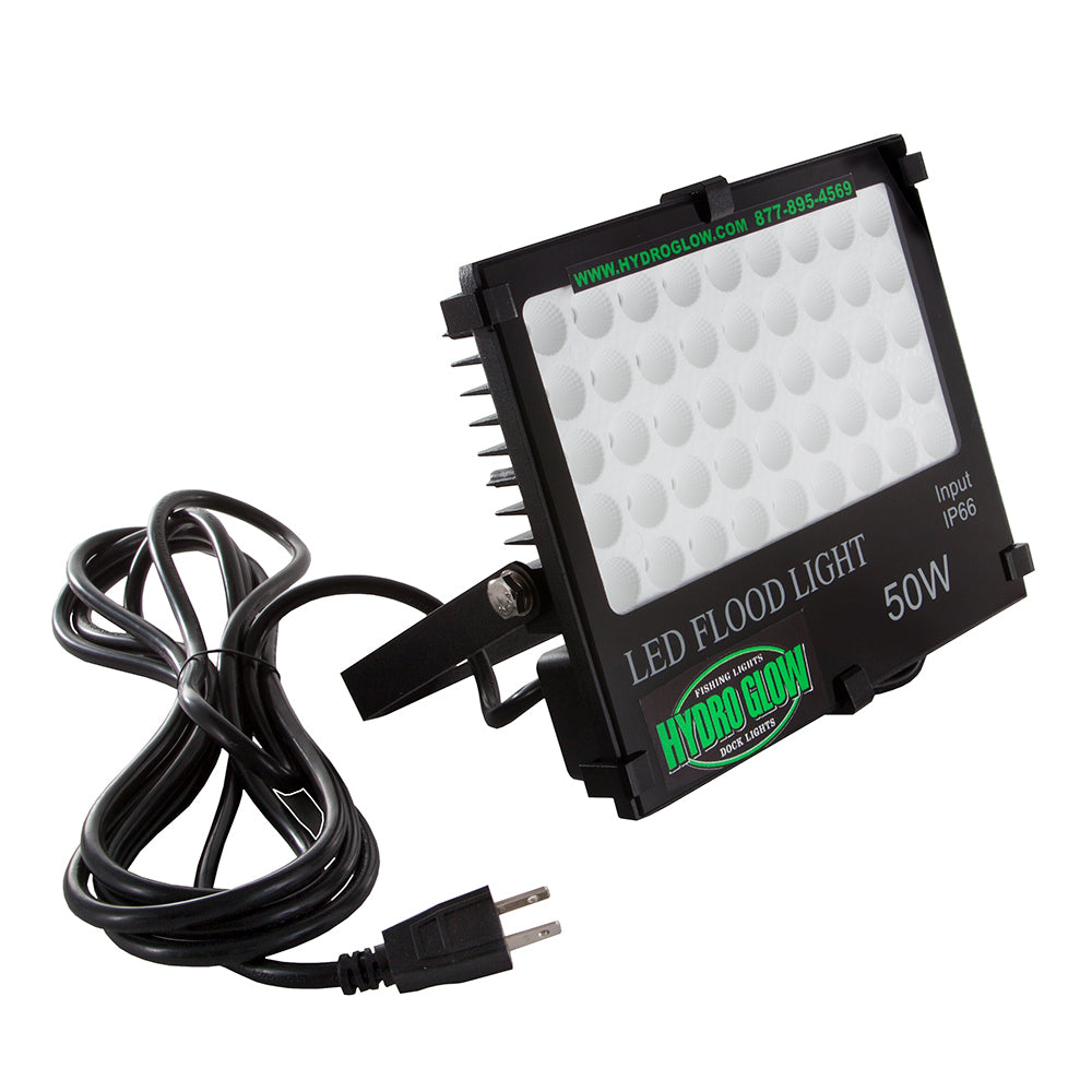 Hydro Glow FL50 50W 120V Waterproof Flood Light - White for Dock and Marine Lighting