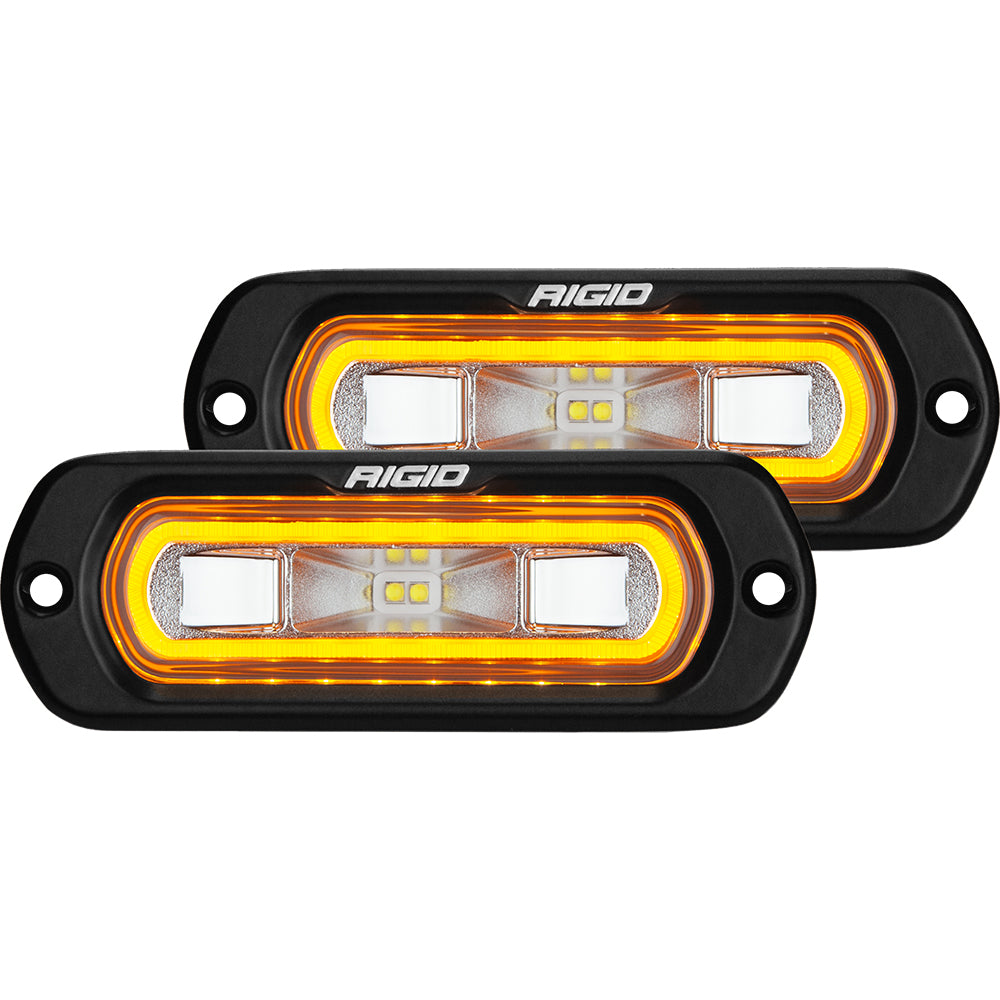 RIGID Industries SR-L Series Flush Mount Spreader Light with Amber Halo – Black Housing