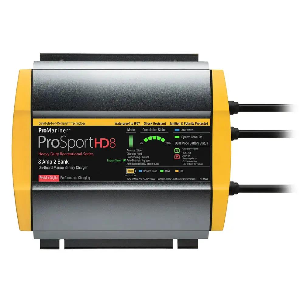 ProMariner ProSportHD 8 Gen 4 8 Amp 2-Bank Battery Charger for Marine and RV Applications by ProMariner