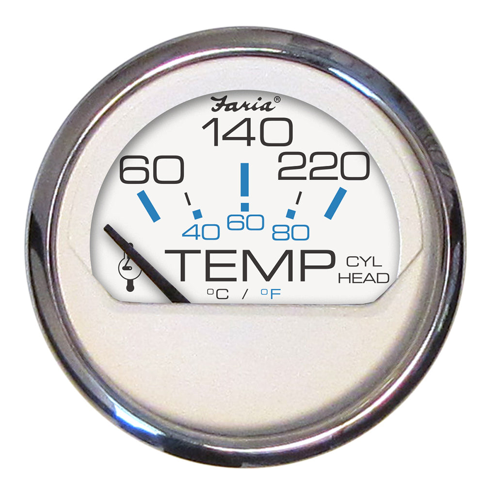 Faria Beede Instruments Chesapeake White SS 2-Inch Cylinder Head Temperature Gauge (60-220°F)