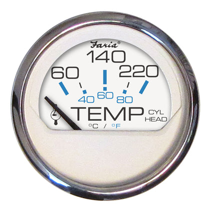 Faria Beede Instruments Chesapeake White SS 2-Inch Cylinder Head Temperature Gauge (60-220°F)