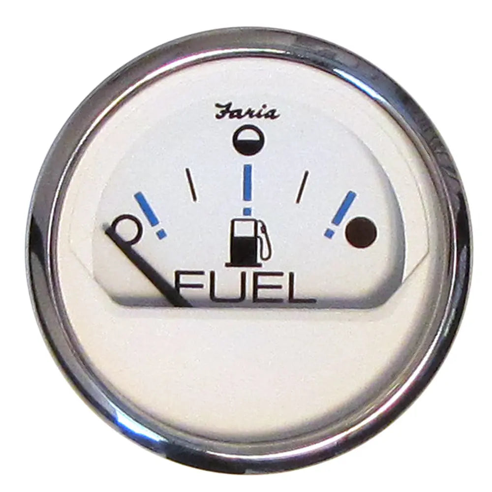Faria Beede Instruments Chesapeake White SS 2-Inch Fuel Level Gauge - Metric (E-1/2-F)