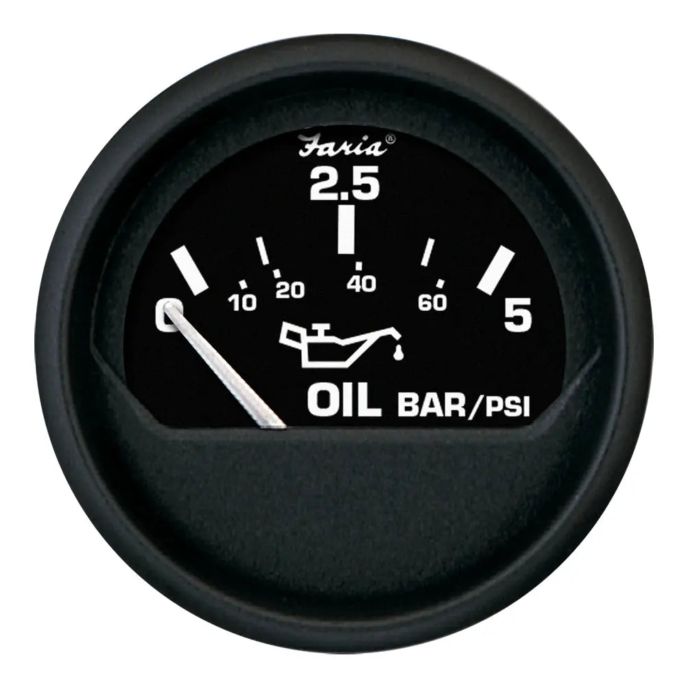 Faria Beede Instruments Euro Black 2-Inch Oil Pressure Gauge - Metric (5 Bar)