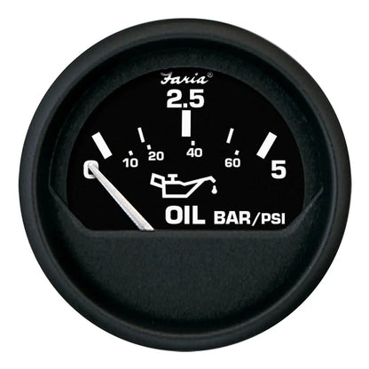 Faria Beede Instruments Euro Black 2-Inch Oil Pressure Gauge - Metric (5 Bar)