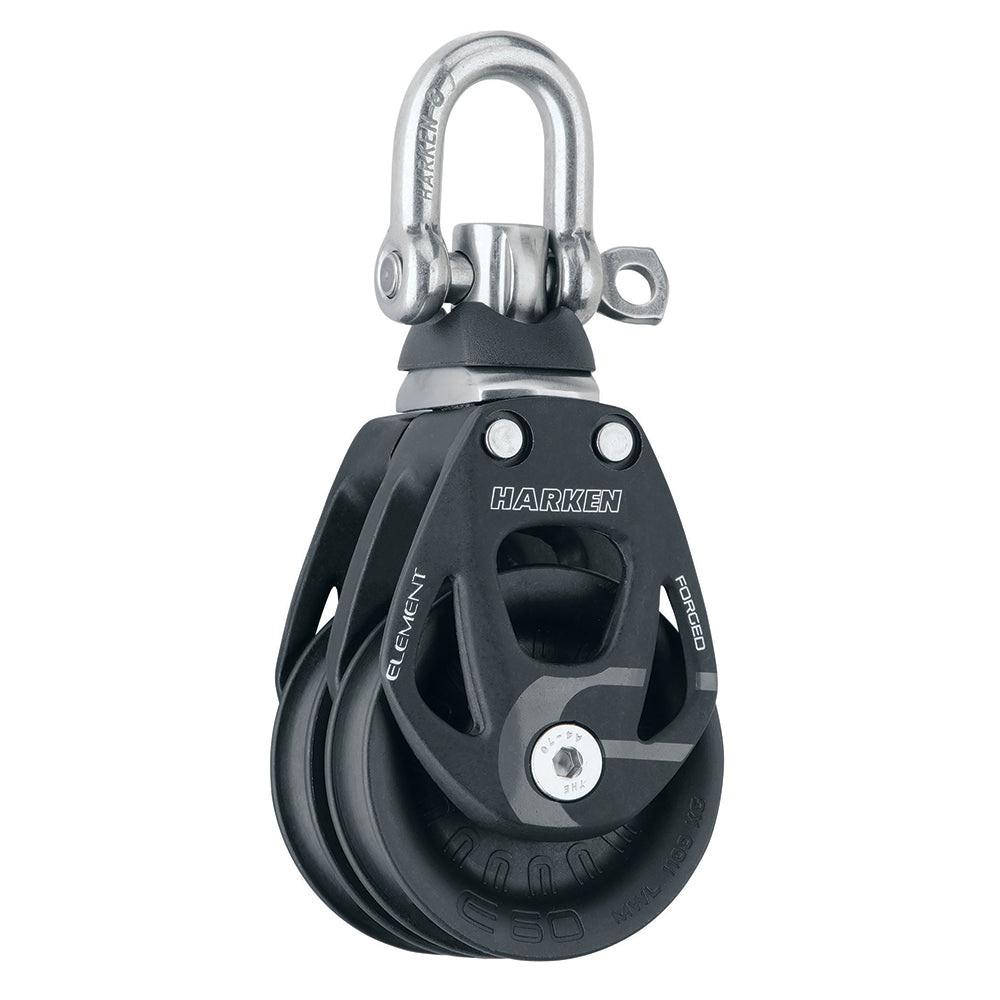 Harken 60mm Double Aluminum Element Block with Swivel - Robust and Cost-Effective Sailing Hardware