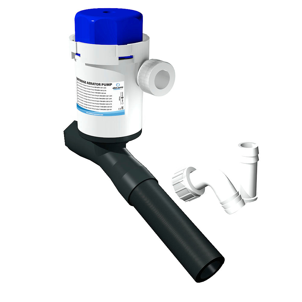 Albin Group Cartridge Aerator Pump - 500 GPH, 12V, Angled Intake
