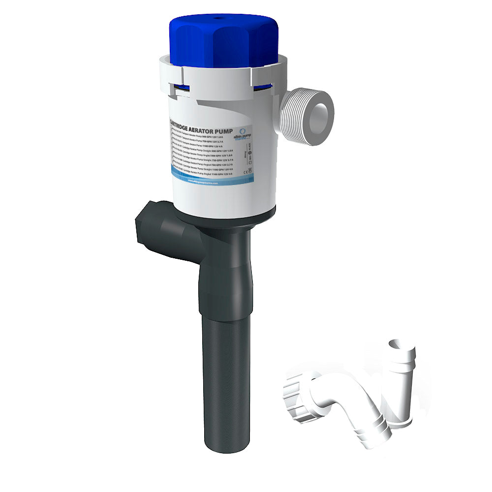 Albin Group Cartridge Aerator Pump - 1100 GPH, 12V, Straight Intake