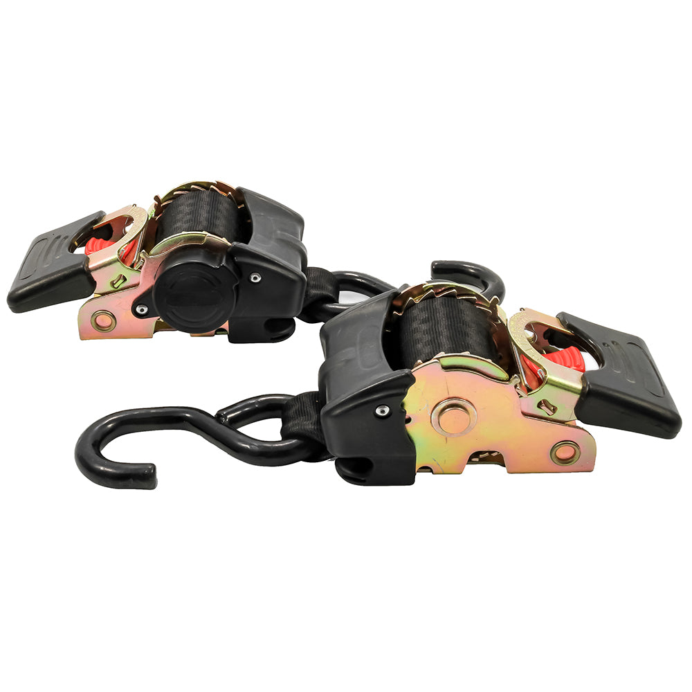 Camco Retractable Tie Down Straps 2-Inch Width, 5.5 Feet Bolt-On for Secure Boat Transportation