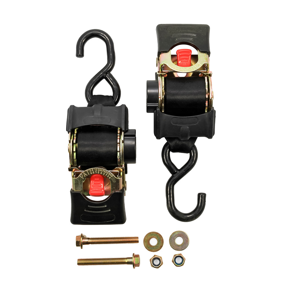 Camco Retractable Tie Down Straps 2-Inch Width, 5.5 Feet Bolt-On for Secure Boat Transportation