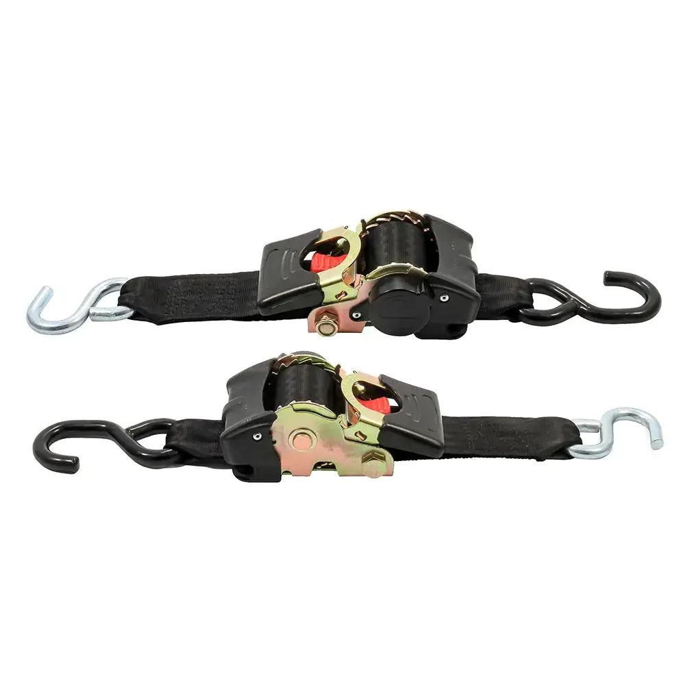 Camco 50031 Retractable Tie Down Straps - 2 Inch Width, 6 Feet Length with Dual Hooks by Camco