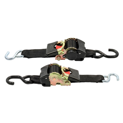 Camco 50031 Retractable Tie Down Straps - 2 Inch Width, 6 Feet Length with Dual Hooks
