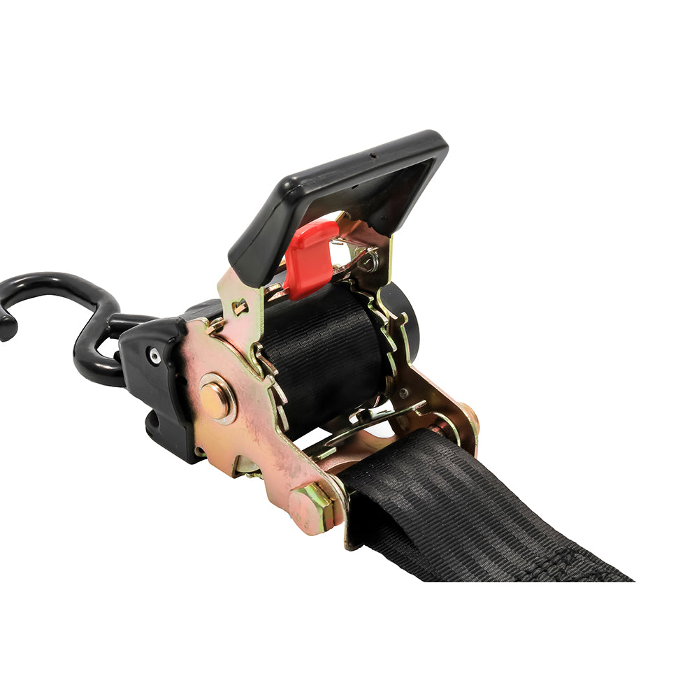 Camco 50031 Retractable Tie Down Straps - 2 Inch Width, 6 Feet Length with Dual Hooks