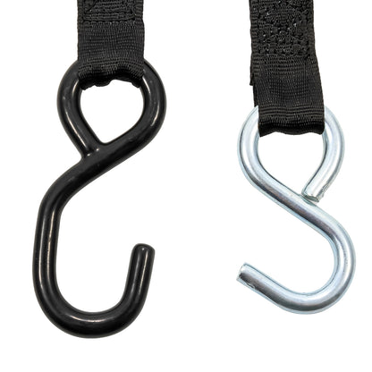 Camco Retractable Tie-Down Straps - 1 inch Width, 6 feet Length with Dual Hooks