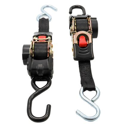 Camco Retractable Tie-Down Straps - 1 inch Width, 6 feet Length with Dual Hooks