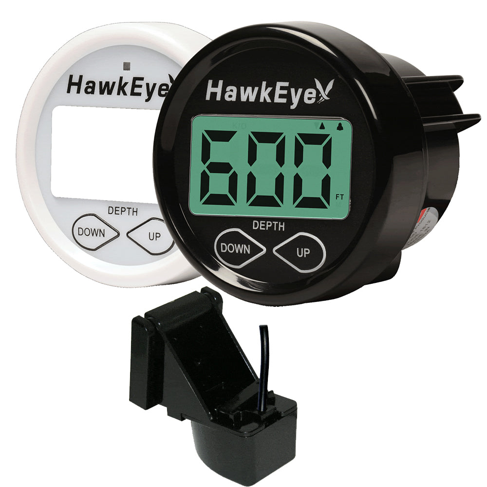 HawkEye DepthTrax 2BX In-Dash Digital Depth and Temperature Gauge with Transom-Mount Transducer, DT2BX-TM