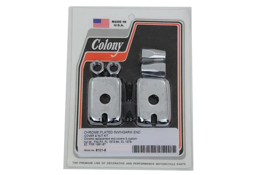 Colony Swingarm End Caps and Nuts Kit for Harley Davidson FL Models (Part #5-77) by Colony