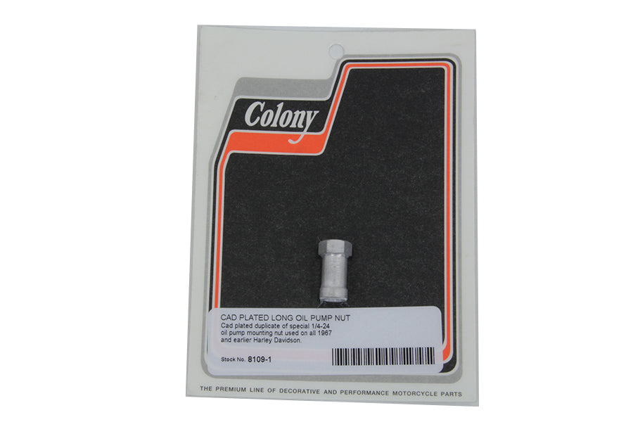 Colony Cadmium Stock Long Oil Pump Nut for Harley Davidson EL and FL Models
