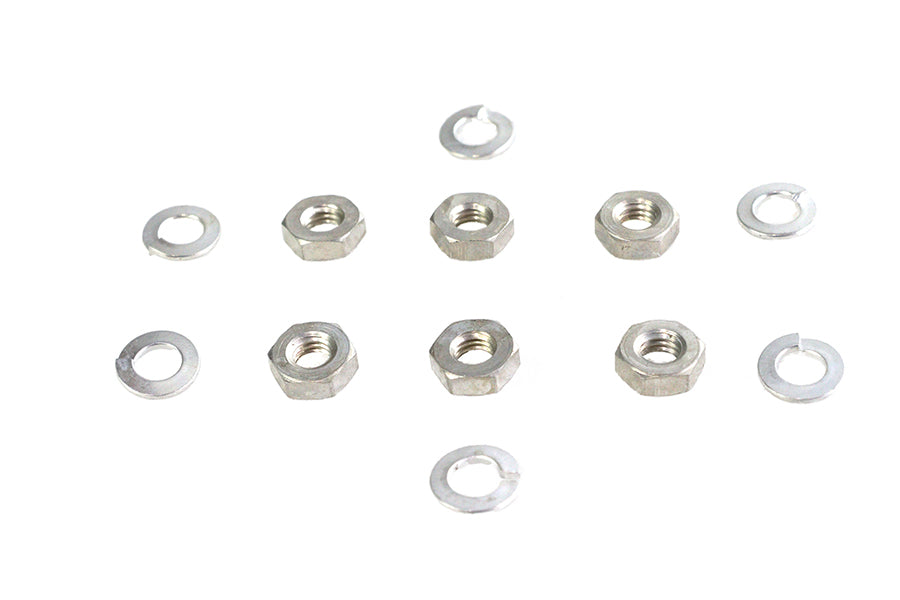 Colony Cadmium Standard Oil Pump Nuts with Washers for Harley Davidson UL (1/4 Inch-24 Hex Nuts, Pack of 6)