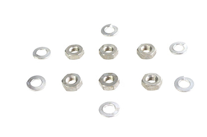 Colony Cadmium Standard Oil Pump Nuts with Washers for Harley Davidson UL (1/4 Inch-24 Hex Nuts, Pack of 6)