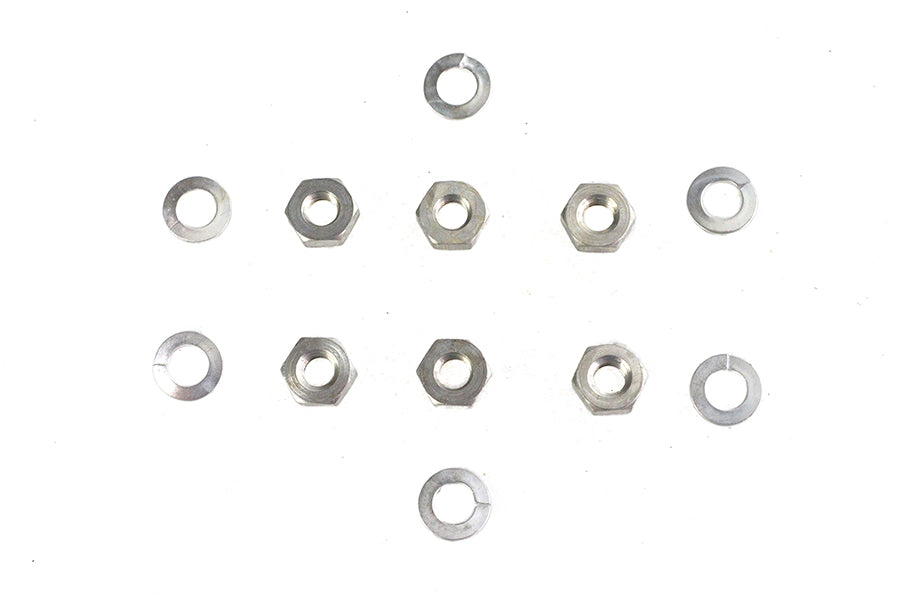 Colony Cadmium Standard Oil Pump Nuts with Washers for Harley Davidson UL (1/4 Inch-24 Hex Nuts, Pack of 6)