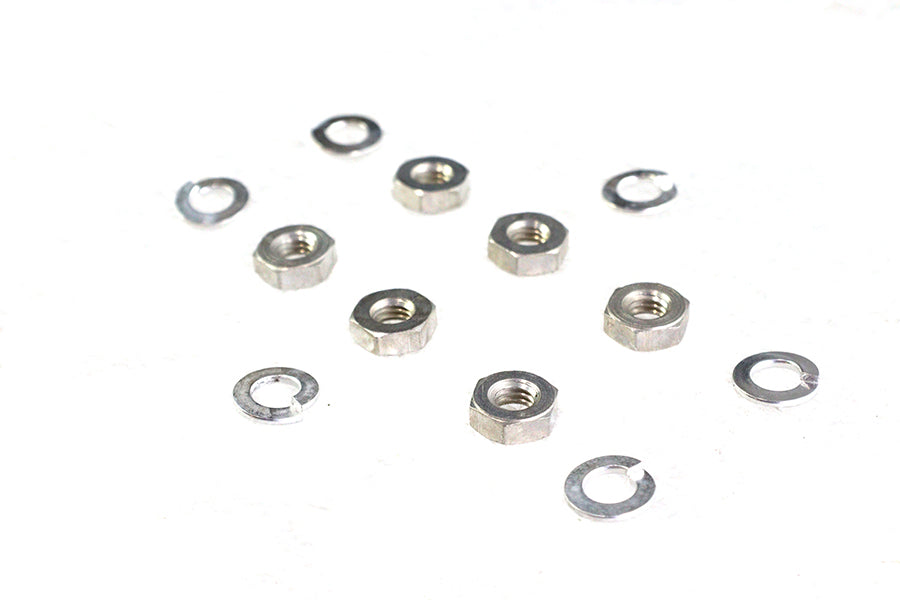 Colony Cadmium Standard Oil Pump Nuts with Washers for Harley Davidson UL (1/4 Inch-24 Hex Nuts, Pack of 6)