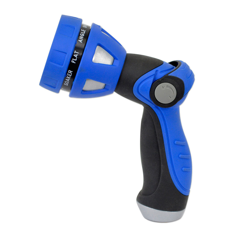 HoseCoil Thumb Lever Nozzle with Metal Body and Nine Pattern Adjustable Spray Head