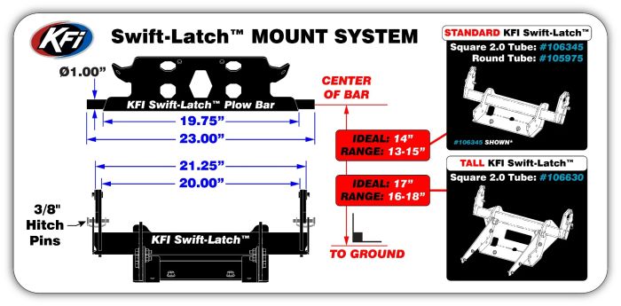 KFI Swift Latch Plow Mount Defender HD11 - Heavy Duty Snow Plow Accessory