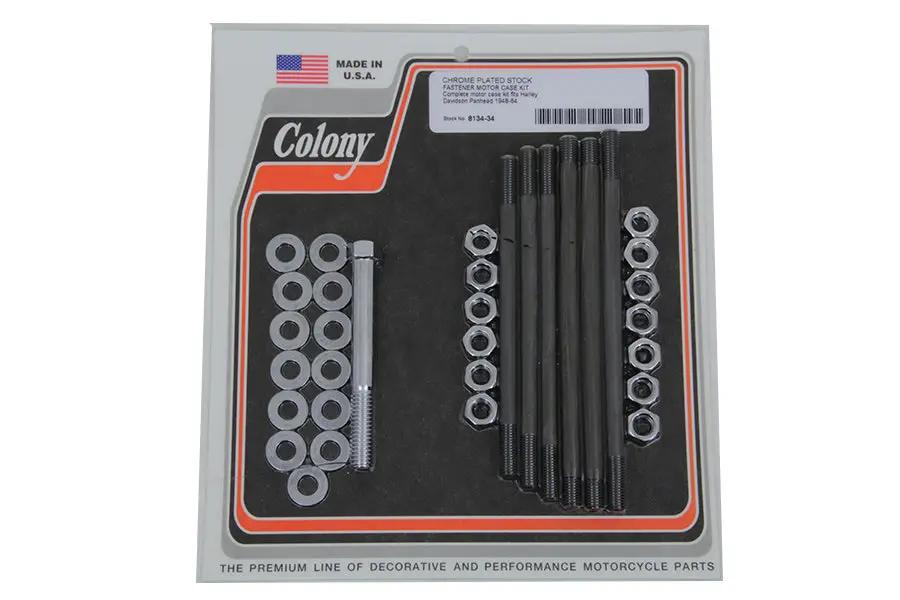 Colony Chrome Stock Engine Case Bolt Kit for Harley Davidson FL (1948-1957) by Colony