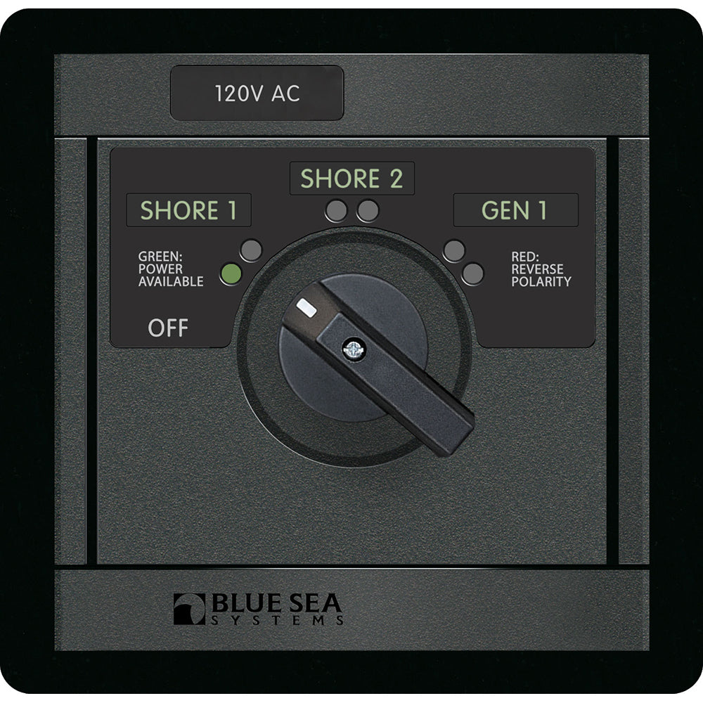 Blue Sea Systems 1482 120V AC Rotary Switch with 3 Source Selection and LED Indicators