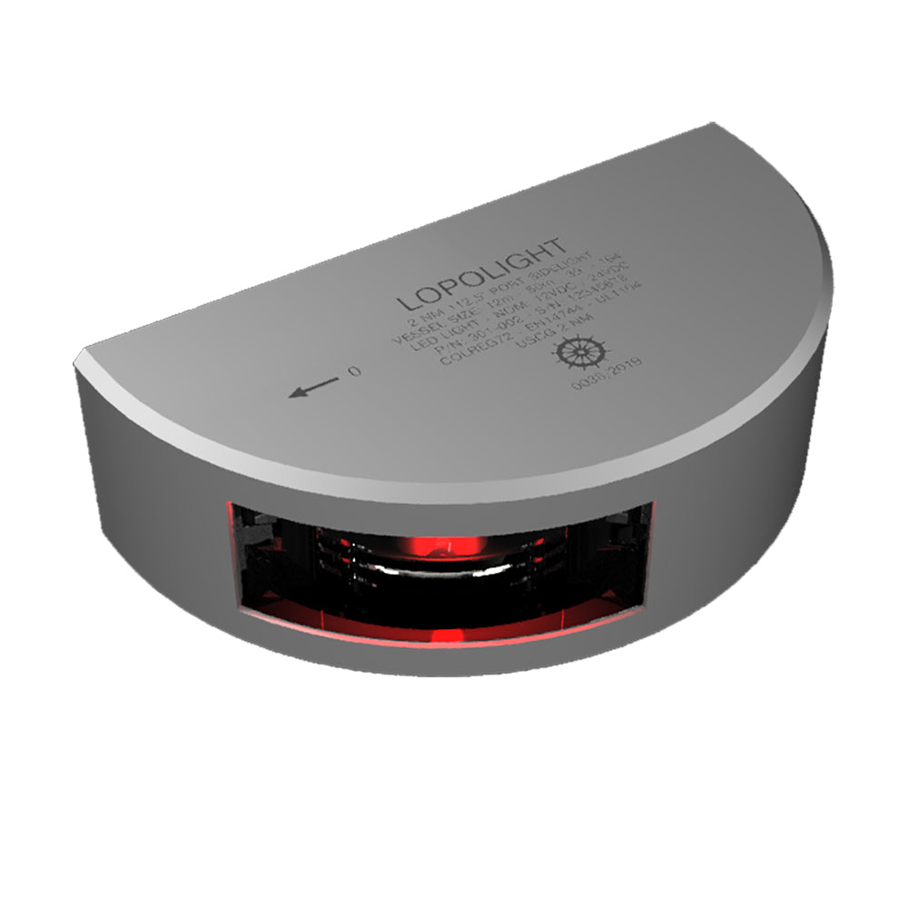 Lopolight Series 301-002 Navigation Light - 2NM Range, Vertical Mount, Red with Silver Housing, 6M Cable