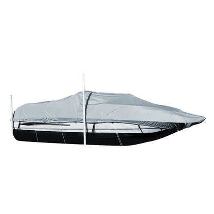 Carver Performance Poly-Guard Styled-to-Fit Boat Cover for 20.5' Sterndrive Deck Boats with Walk-Thru Windshield - Grey
