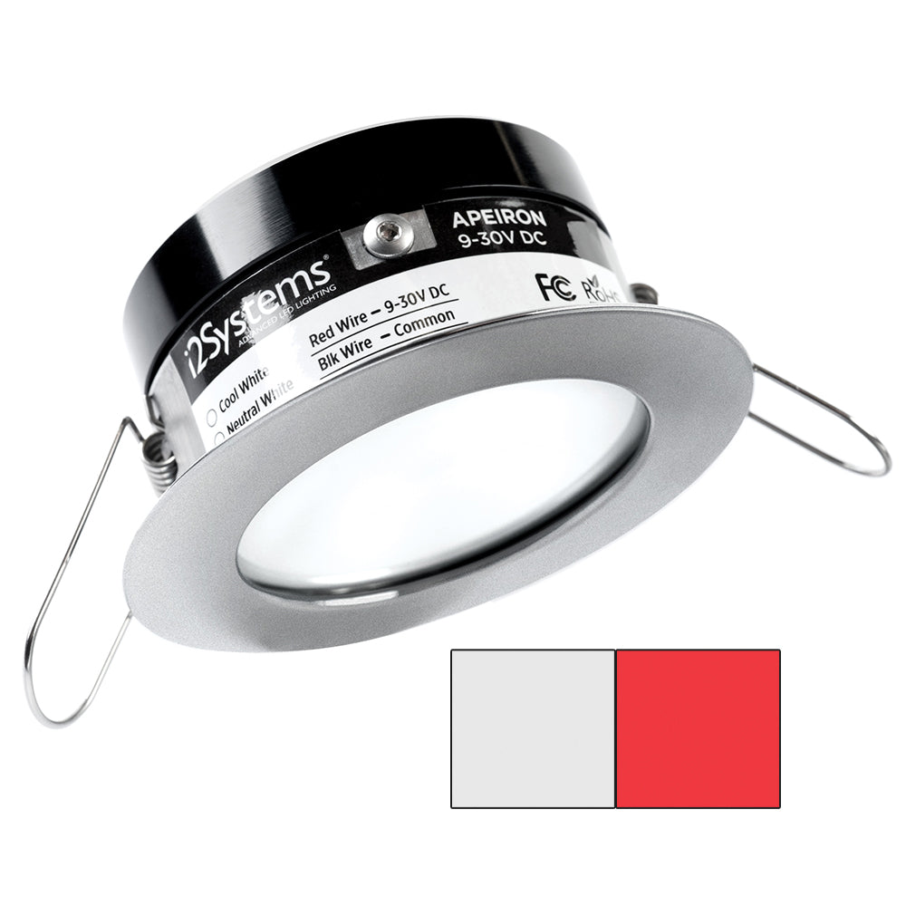 I2Systems Inc Apeiron PRO A503 3W Marine LED Downlight - Round Brushed Nickel Finish with Cool White and Red Options