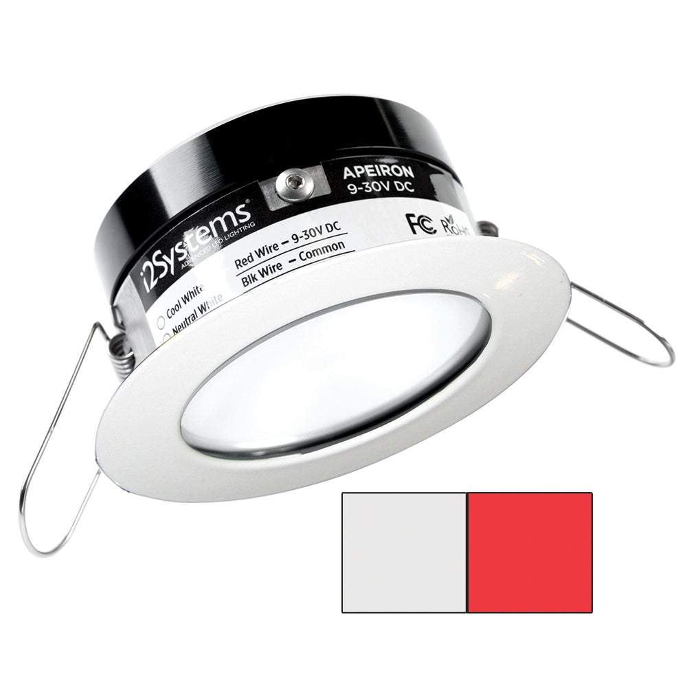 I2Systems Inc Apeiron PRO A503 3W Marine LED Downlight with Spring Mount - Round, Cool White & Red, White Finish