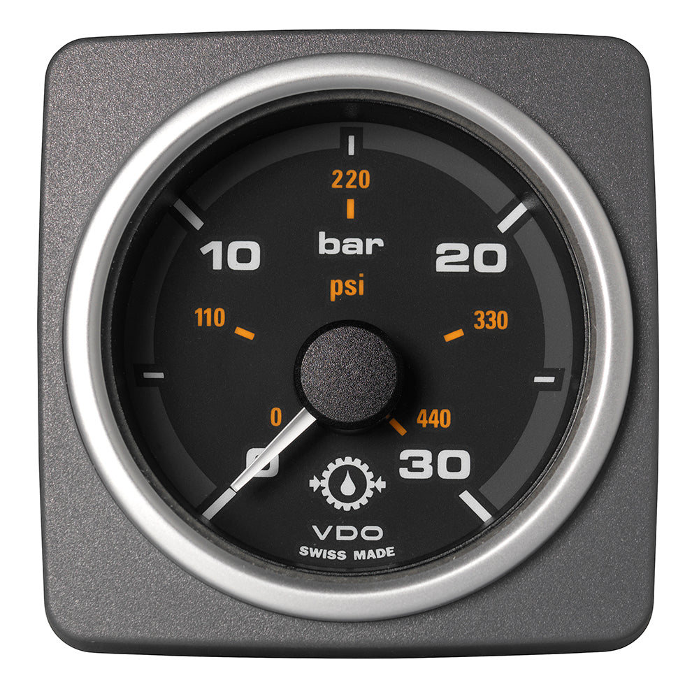 Veratron 52 mm AcquaLink Transmission Oil Pressure Gauge - Black Dial & Bezel, 30 Bar/440 PSI