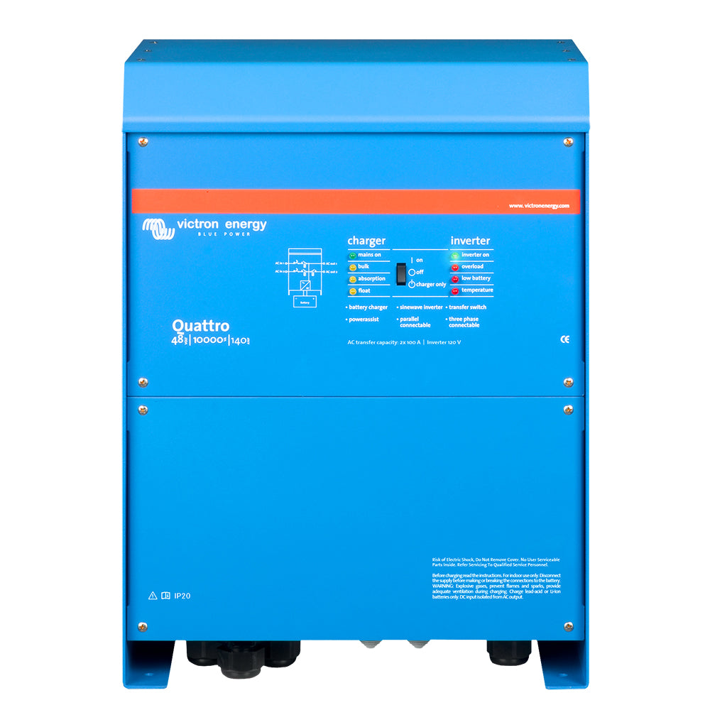 Victron Energy Quattro Inverter/Charger 48 VDC – 10,000W with Dual 120V AC Inputs and Auto Transfer Switch