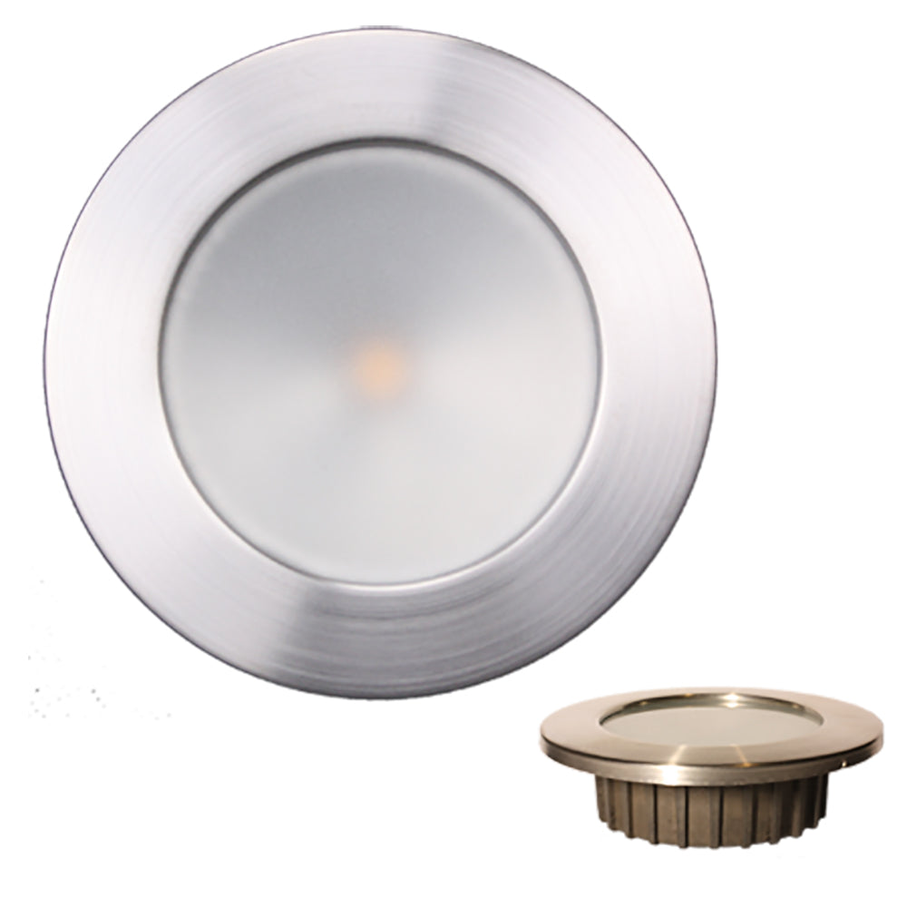 Lunasea Lighting ZERO EMI Recessed 3.5 LED Light - Warm White and Red with Brushed Stainless Steel Bezel - 12VDC