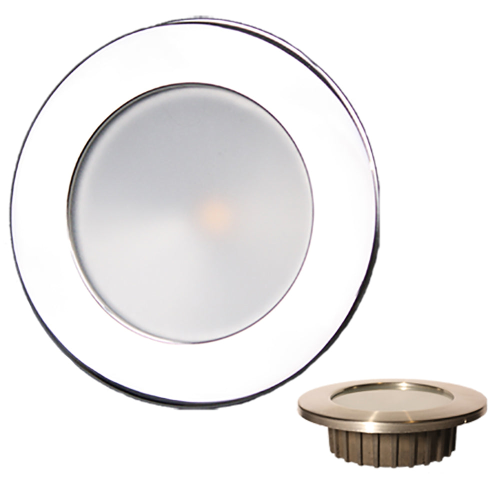Lunasea Lighting Gen3 Warm White RGBW 3.5-inch IP65 Recessed Light with Polished Stainless Steel Bezel - 12VDC