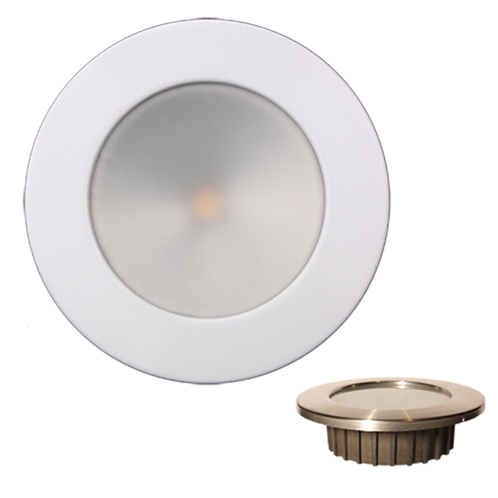 Lunasea Lighting Gen3 Warm White RGBW 3.5-inch IP65 Recessed Light with Stainless Steel Bezel - 12VDC