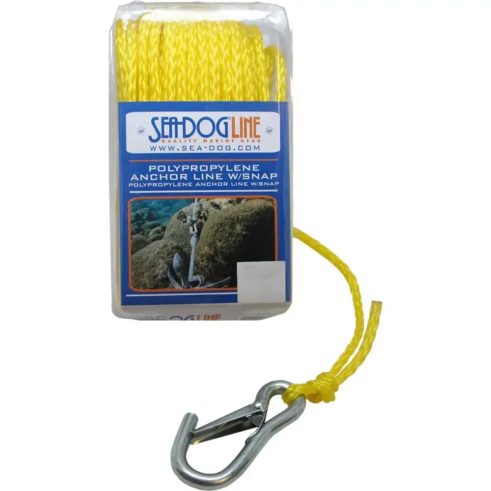 Sea-Dog Poly Pro Anchor Line with Snap – 1/4 inch x 50 feet – Bright Yellow by Sea-Dog