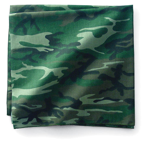 Bobster B008 Premium 100% Cotton Woodland Camouflage Bandanna, 22 x 22 inches